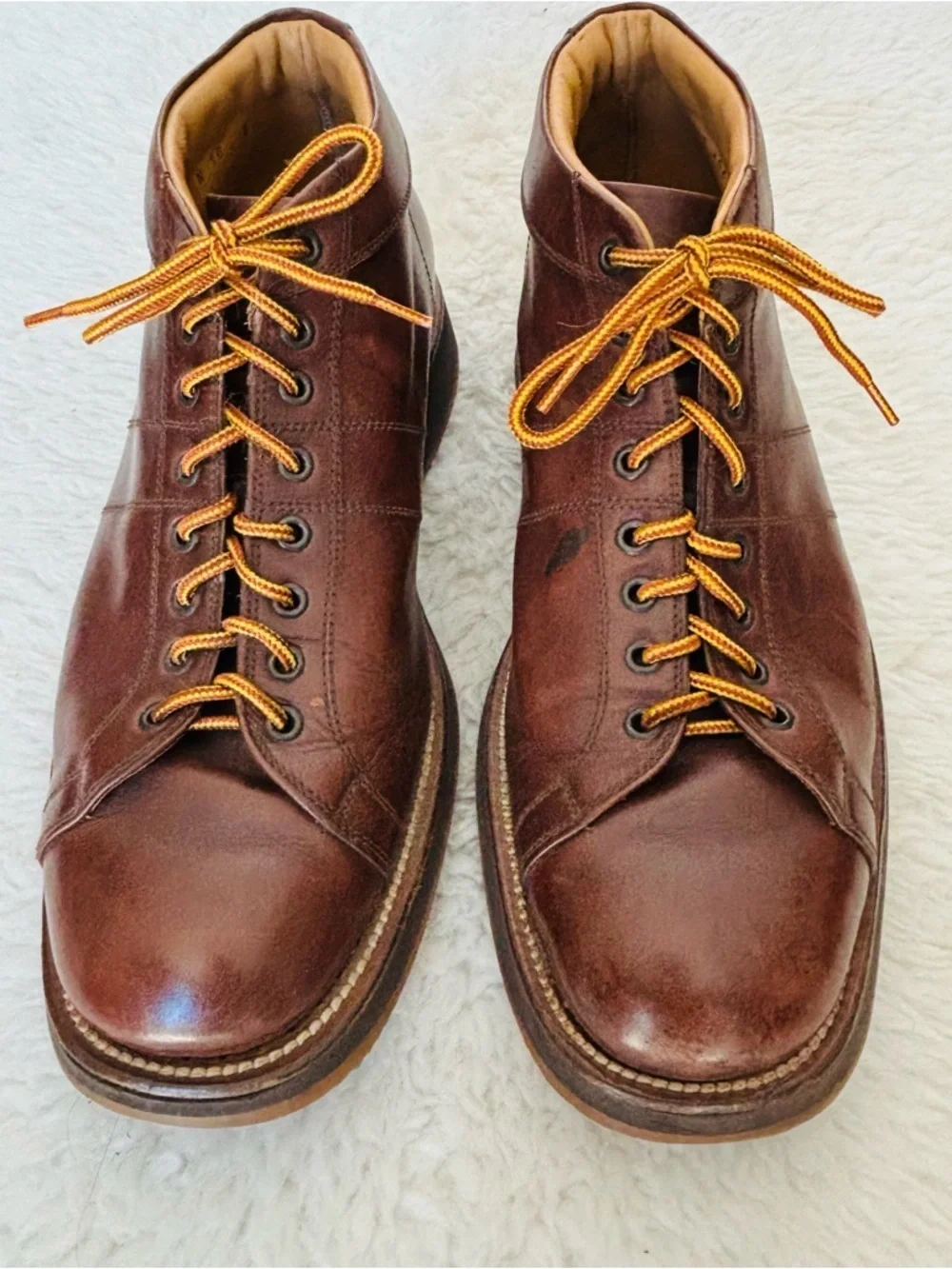 Cole Haan Men's Brown Leather Lace-Up Boots - Classic Workwear Chukka Boots 10